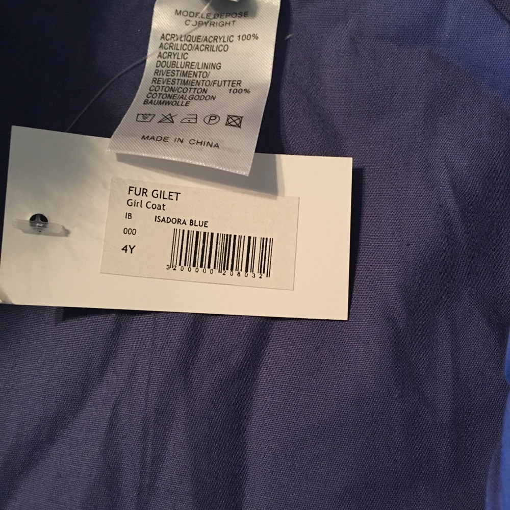 🆕🎀 C de C Faux Fur Baby Girl Vest Coat 4Y Blue - Picture 8 of 9